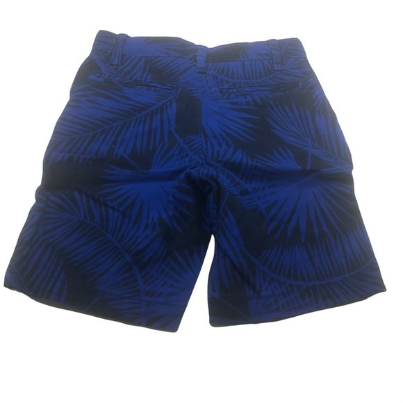 Wonder Nation Boy's Size 7 Adjustable Waist Flat Front Short Blue Palm Leaf New - Picture 2 of 13